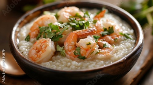 Shrimp and Rice Porridge with Fresh Herbs