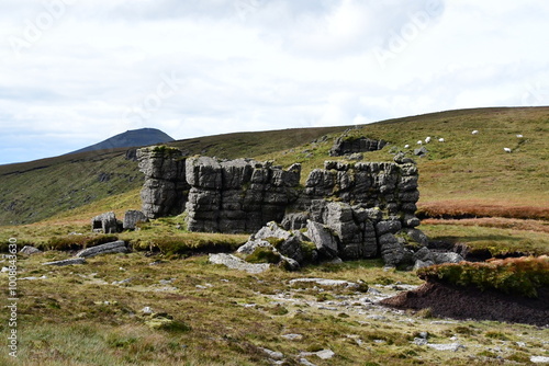 Landscape with a boulders in Galty Mountains, Galtee Mountains, Co. Tipperary, Ireland photo