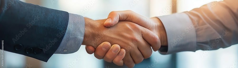 A closeup of a handshake between two executives sealing a successful partnership A closeup of a handshake between two executives sealing a successful partnership