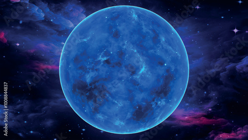 Space background. Flight in space with imitation of galaxies and nebulae. Stunning galaxy. Night sky with stars and nebulae. Bright planet. Science and technology of 3D Vector illustration.