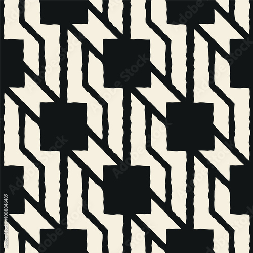 Vector seamless pattern.Geometric ornament with repeating angular lines
