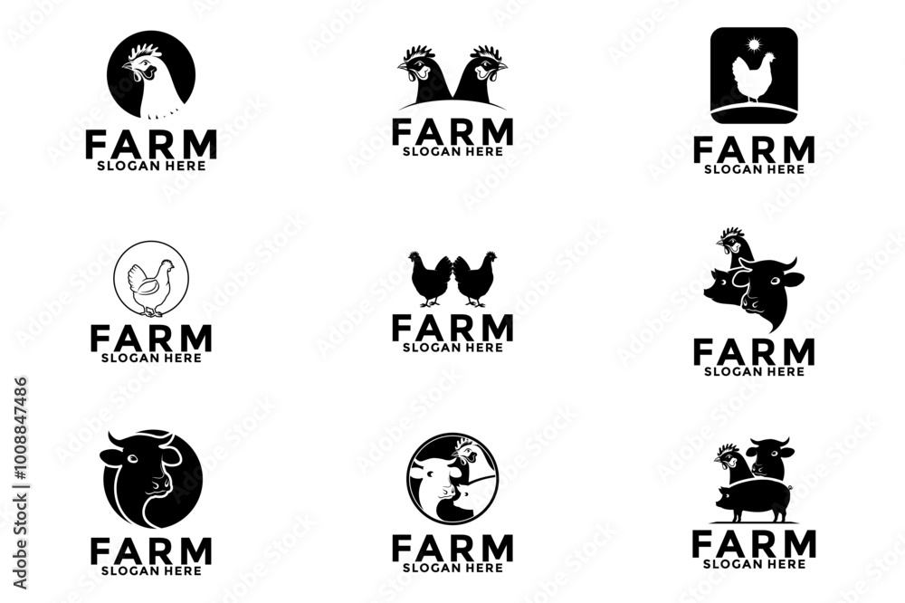 Set of Farm logo design vector, livestock logo design vector concept illustration Set of Farm logo design vector, livestock logo design vector concept illustration