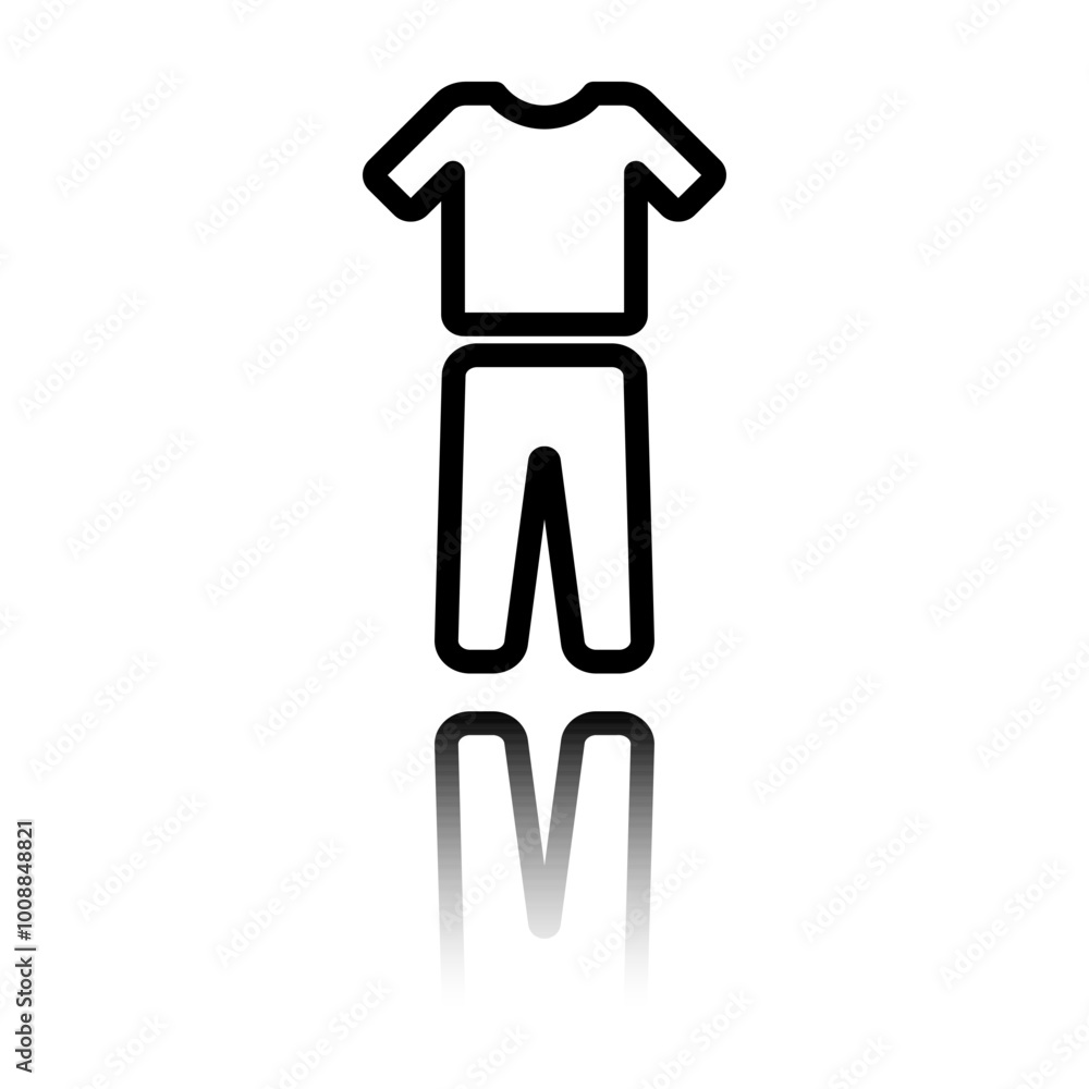 Clothes simple icon vector. Flat design. Black icon with mirror reflection. White background Clothes simple icon vector. Flat design. Black icon with mirror reflection. White background