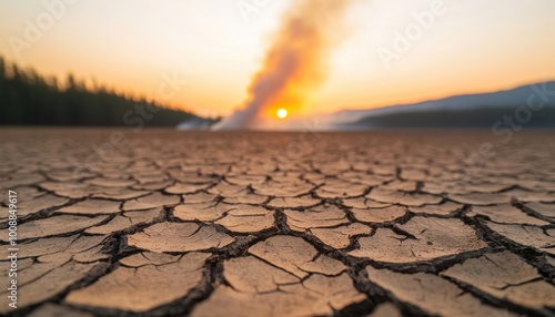 Dry Cracked Earth Drought Sunset Climate Change Environmental Issues