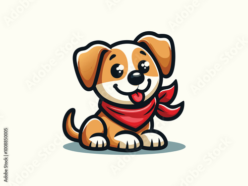 Charlie Dog logo design. Cartoon dog face. Colorful dog logo design template. Vector illustration Animal logotype concept.