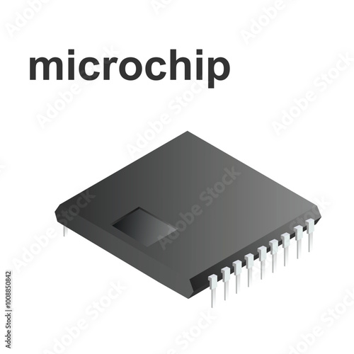 Microchip computer electronic components. Microchip icon. Computer processor technology. Micro processor. 