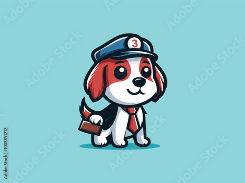 Charlie Dog logo design. Cartoon dog face. Colorful dog logo design template. Vector illustration Animal logotype concept.