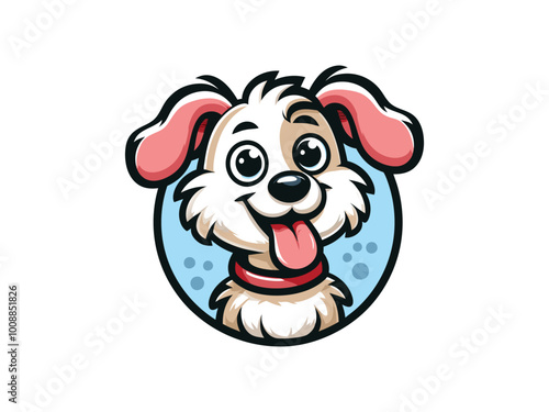 Charlie Dog logo design. Cartoon dog face. Colorful dog logo design template. Vector illustration Animal logotype concept.
