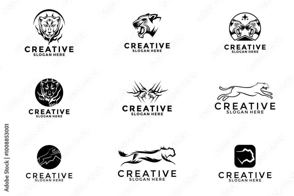 Set of Cheetah or Panther logo design vector Set of Cheetah or Panther logo design vector