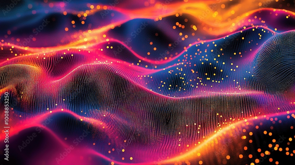 Vibrant Abstract Digital Background with Colorful Waves Vibrant Abstract Digital Background with Colorful Waves