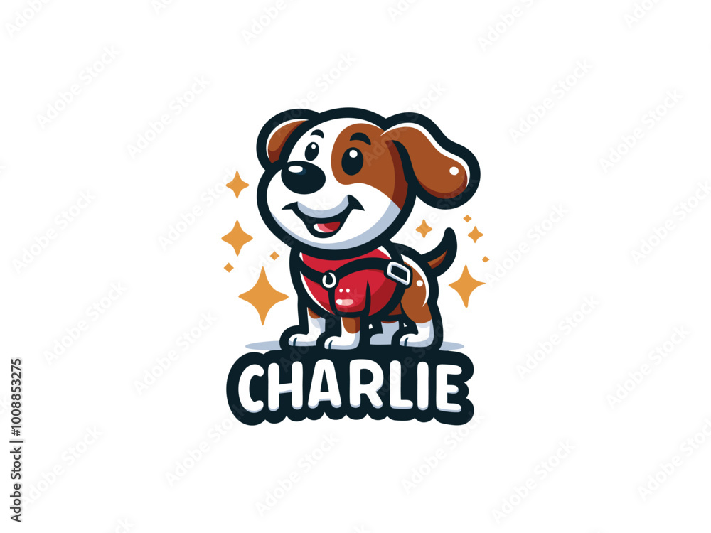 Charlie Dog logo design. Cartoon dog face. Colorful dog logo design template. Vector illustration Animal logotype concept. Charlie Dog logo design. Cartoon dog face. Colorful dog logo design template. Vector illustration Animal logotype concept.