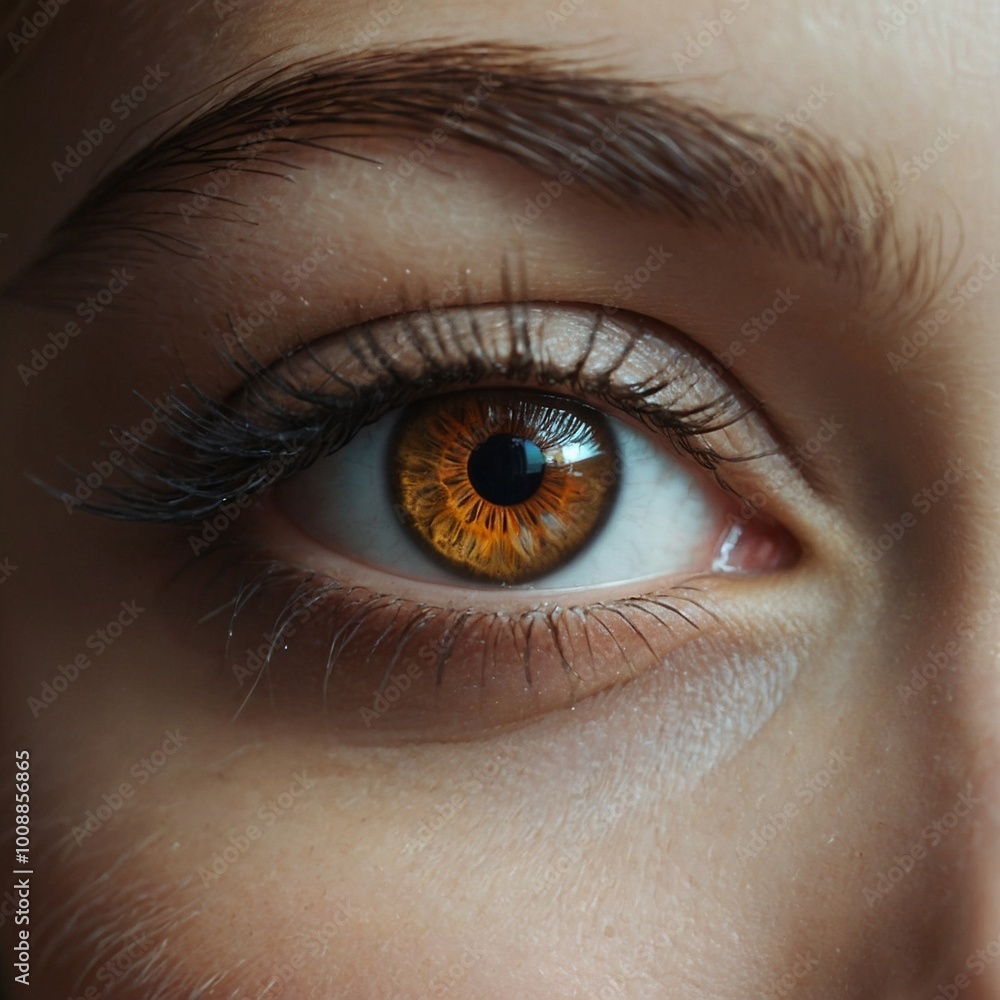 Fototapeta premium Close up of a beautiful female eye, brown in color