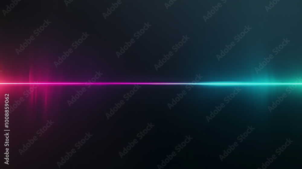 A horizontal line of light with blue and pink hues against a dark background. A horizontal line of light with blue and pink hues against a dark background.