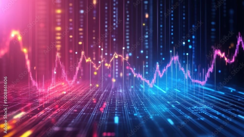 Abstract Digital Financial Stock Market Graph on Technology Background Abstract Digital Financial Stock Market Graph on Technology Background