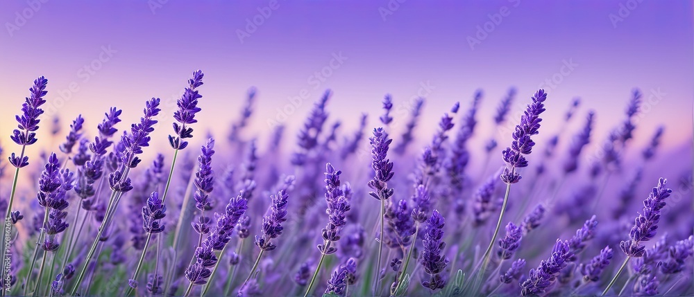 Naklejka premium Lavender Field at Sunset
