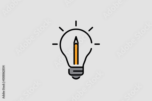 Light bulb with pencil inside, concept of idea and creativity