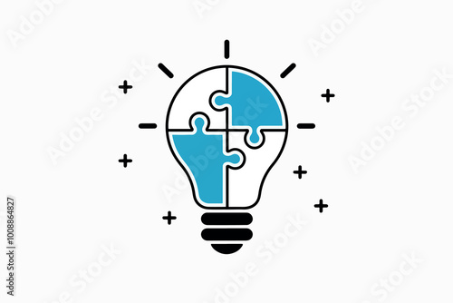 Light bulb with puzzle pieces, concept of idea, innovation and solution.