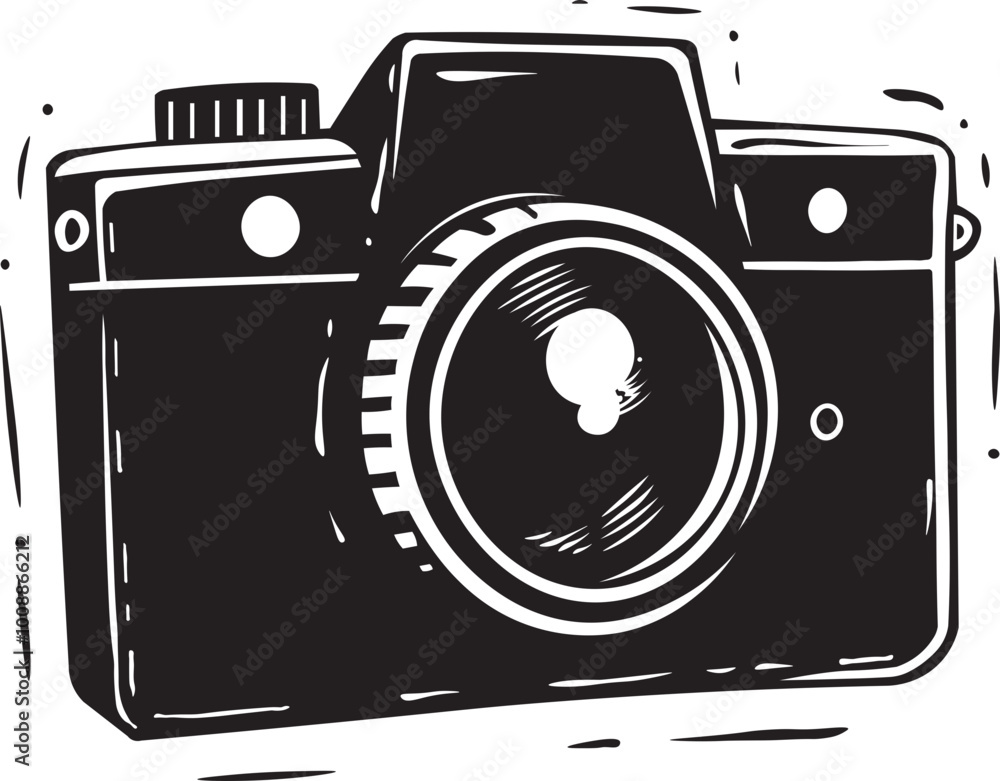 Vector Illustration Black and White Camera Logo Vector Illustration Black and White Camera Logo