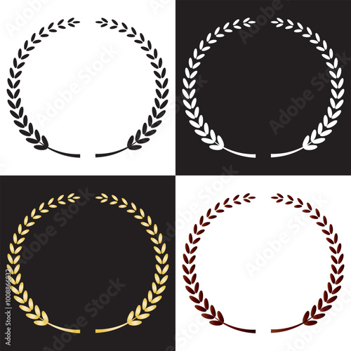 Laurel wreath silhouette vector collection with white and black Background . Vector Illustration. EPS 10