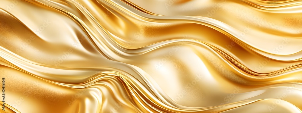 Abstract background with golden waves of liquid metal, golden color, golden texture Abstract background with golden waves of liquid metal, golden color, golden texture