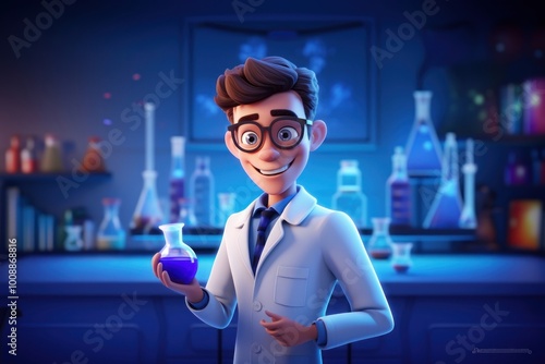 Cartoon chemistry science adult. photo