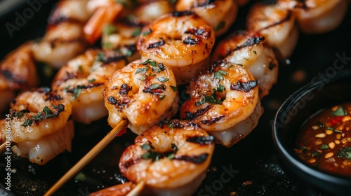 Grilled Shrimp Skewers with Spices and Sauce