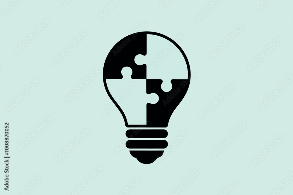 Light bulb with puzzle pieces, concept of idea, innovation and solution.