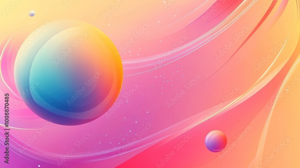 Abstract Gradient Background with Planets and Swirling Lines Abstract Gradient Background with Planets and Swirling Lines