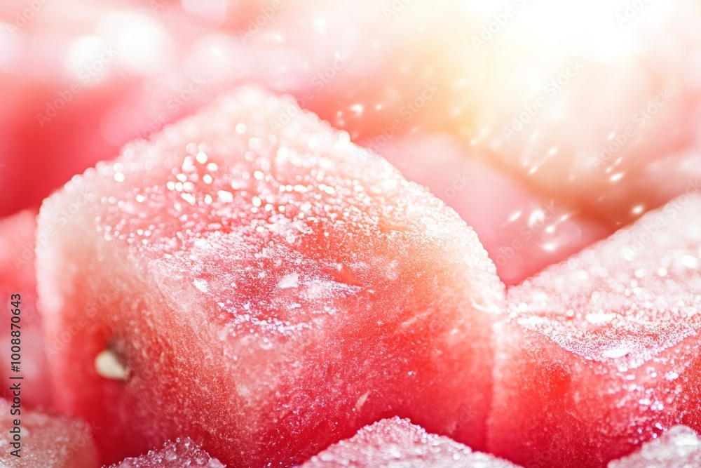 Close-up of Icy Watermelon Cubes Close-up of Icy Watermelon Cubes