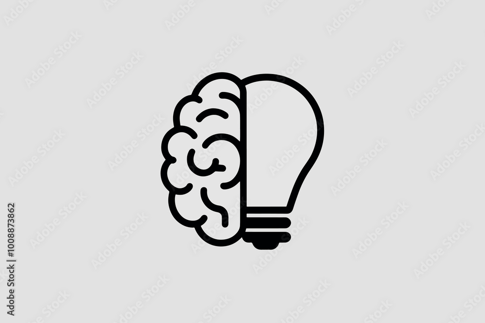 Brain and light bulb, concept of idea and creativity. Brain and light bulb, concept of idea and creativity.