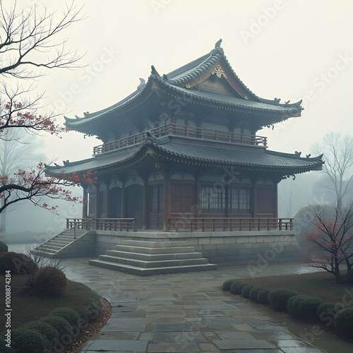 pavilion in the park of the temple