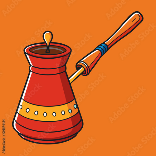 vector illustration of cezve coffee pot