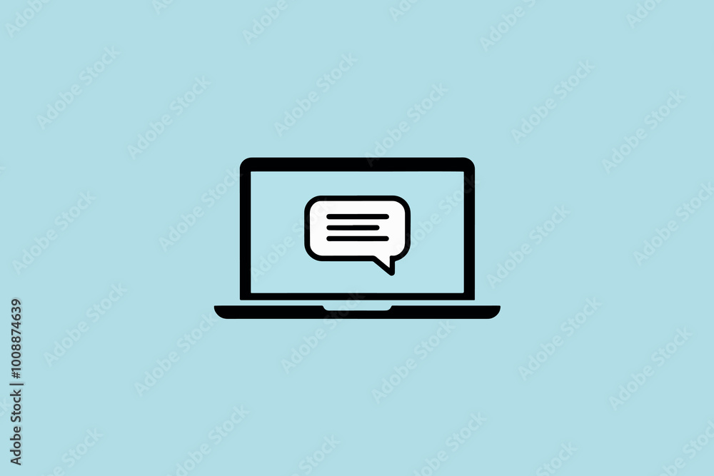 Laptop with chat bubble on screen, technology and communication concept. Laptop with chat bubble on screen, technology and communication concept.