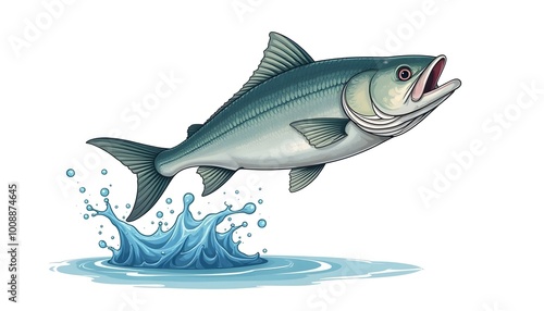 Fish Jumping Out of Water logo icon representing Aquatic, food, restaurants photo