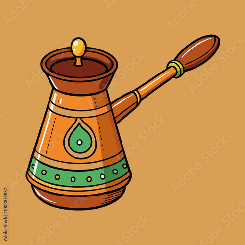 vector illustration of cezve coffee pot
