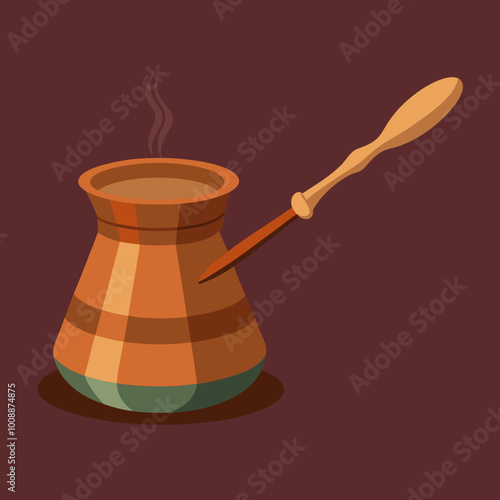 vector illustration of cezve coffee pot
