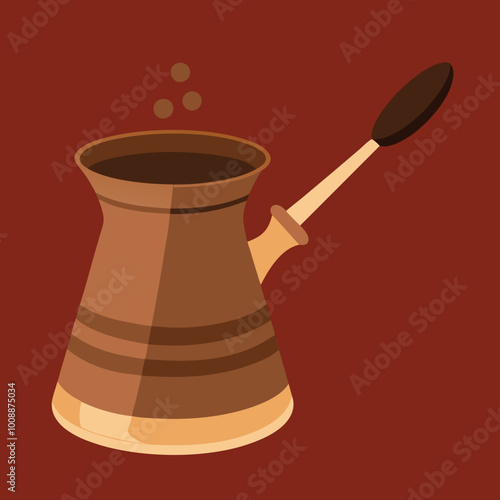 vector illustration of cezve coffee pot