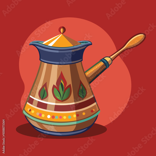 vector illustration of cezve coffee pot