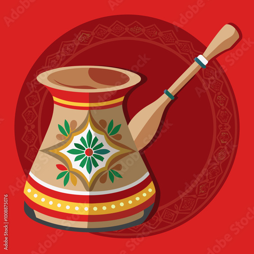 vector illustration of cezve coffee pot