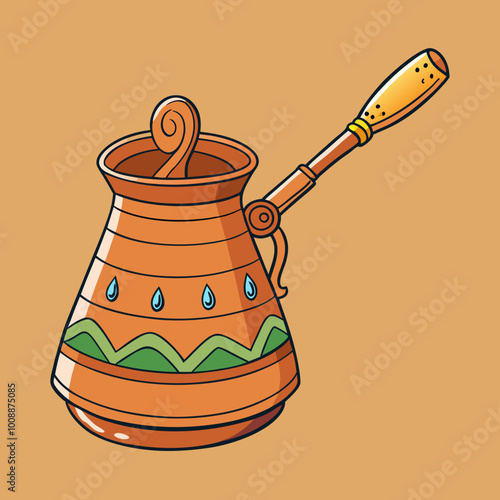 vector illustration of cezve coffee pot