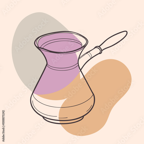 vector illustration of cezve coffee pot