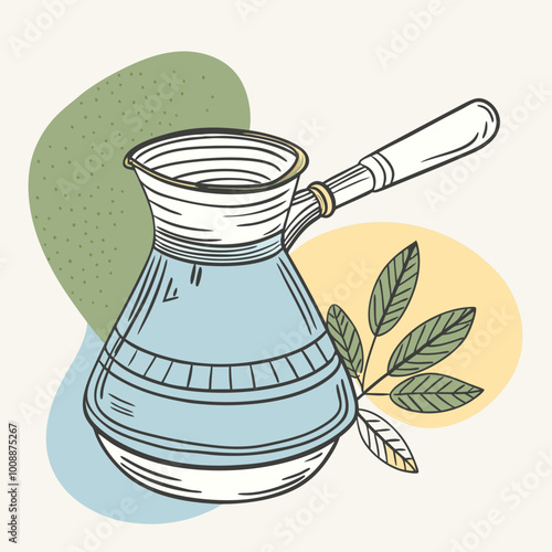 vector illustration of cezve coffee pot