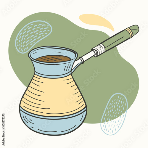 vector illustration of cezve coffee pot