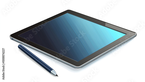 Vector illustration of a tablet PC with a pen, priced at 1 credit, equivalent to $1 USD.