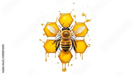 Honeycomb Pattern with a Bee logo icon representing Agriculture, sustainability.