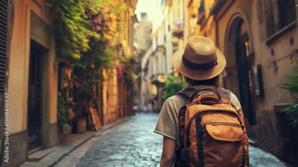 A young traveler with a backpack standing in front of an iconic world-famous landmark, taking photos and representing the freedom and excitement of travel A young traveler with a backpack standing in front of an iconic world-famous landmark, taking photos and representing the freedom and excitement of travel
