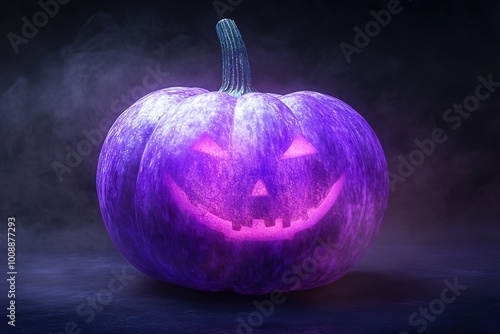 Scary Purple Halloween Pumpkins -spooky night background
