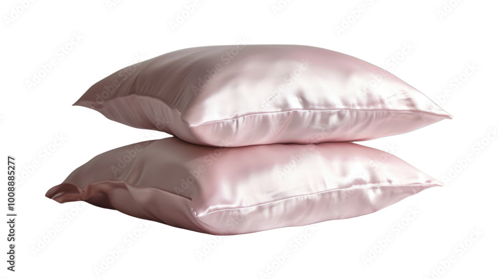 Soft pink silk pillowcases on white background Soft pink silk pillowcases on white background