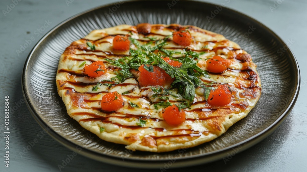 Delicious Gourmet Flatbread with Fresh Toppings Delicious Gourmet Flatbread with Fresh Toppings