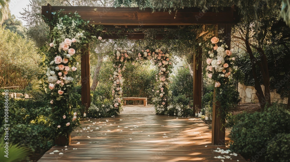 Enchanting Floral Archway in Lush Garden Oasis Enchanting Floral Archway in Lush Garden Oasis
